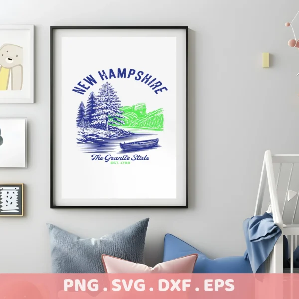 New Hampshire Cricut craft file for a retro travel poster serigraphy stencil.