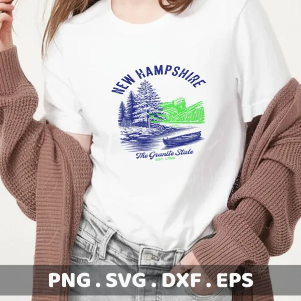 New Hampshire Cricut craft file for a retro travel t-shirt screen printing stencil.