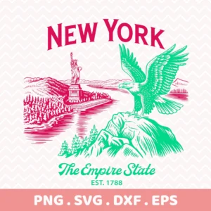 Retro New York Vinyl Decal design with Statue of Liberty and eagle for Cricut.