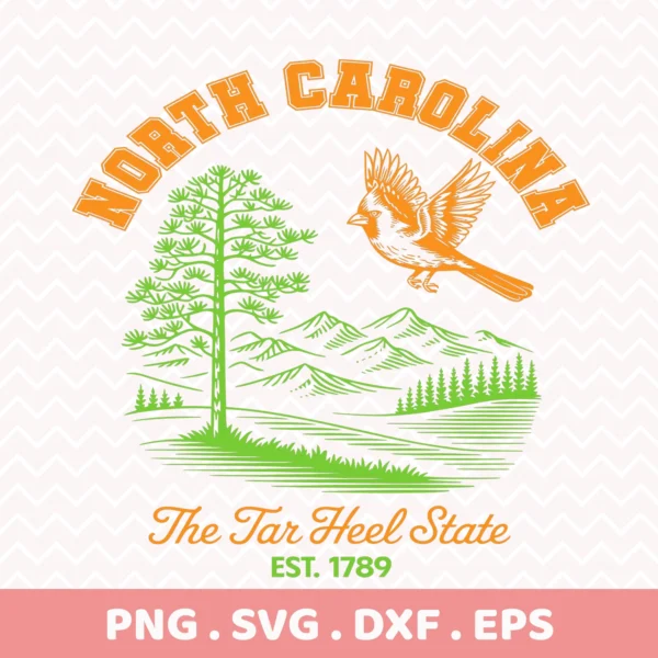 North Carolina Cricut design: Tar Heel state pride SVG for vinyl decal, laser cut wood sign, or serigraphy stencil.