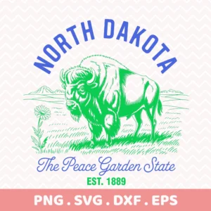 North Dakota Cricut design: Bison SVG for vinyl decal, laser cut wood sign, or serigraphy stencil. Peace Garden State souvenir.