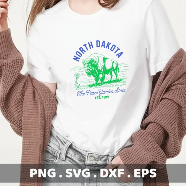 North Dakota Cricut design: bison illustration for a vinyl decal or serigraphy stencil.
