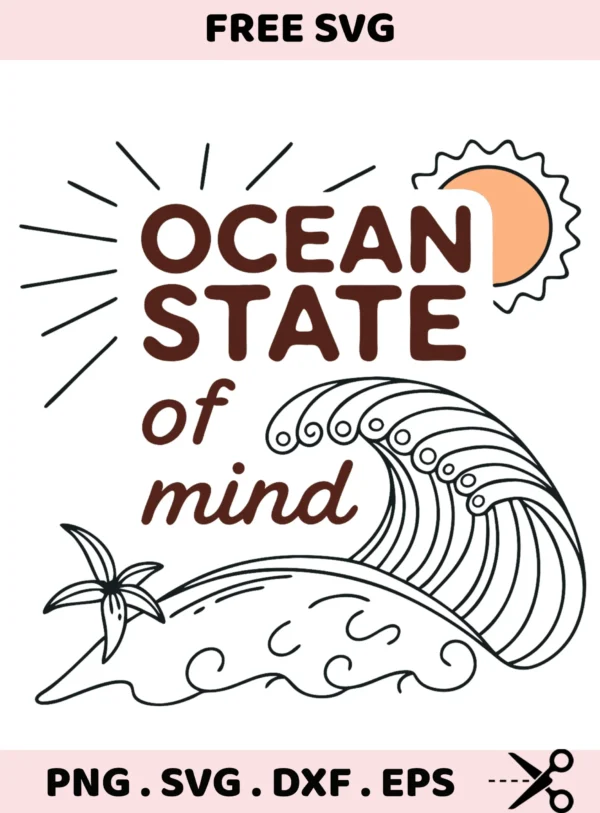 Ocean State of Mind SVG cut file. Cricut, Silhouette, & all electronic cutter designs. Screen print stencil.