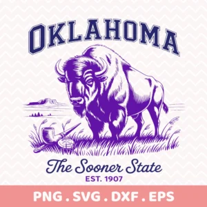 Retro Oklahoma Bison Cricut File for vinyl decals and laser cut wood signs.