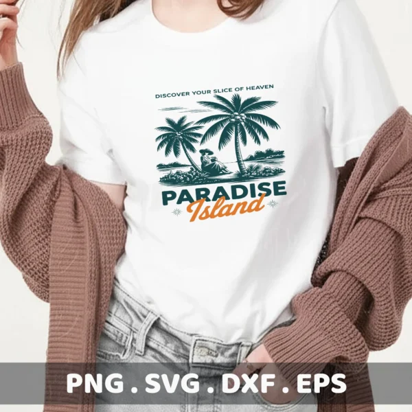 Paradise Island SVG Cut Files: Cricut & Silhouette designs. Perfect beach stencil for screen printing.