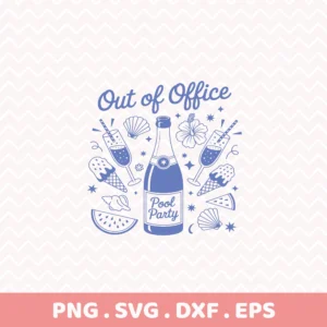 Out of Office" pool party Cricut file for a summer vacation serigraphy stencil.