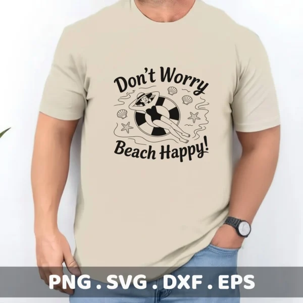 Beach Happy Cricut file for summer vacation t-shirt screen print design.