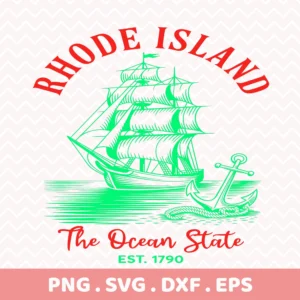 Rhode Island Cricut craft file: nautical ship and anchor SVG for t-shirt screen print and vinyl decal cutting.