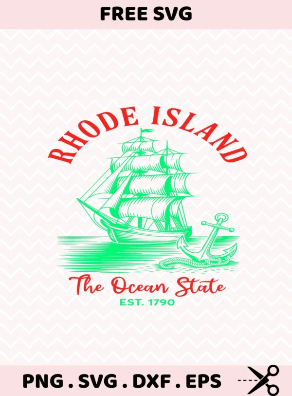 Rhode Island Cricut craft file: nautical sailboat and anchor SVG for t-shirt screen print and vinyl decal projects.