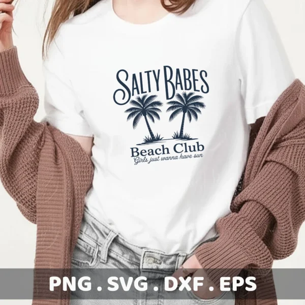 Salty Babes Beach Club SVG Bundle: Cricut, Silhouette cutting files.