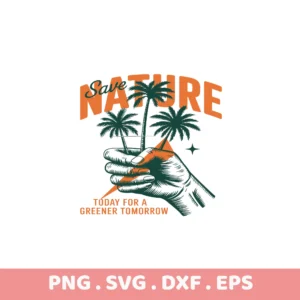 Save Nature Palm Tree SVG Cut File. Cricut, Silhouette, & Screen Printing Stencil.