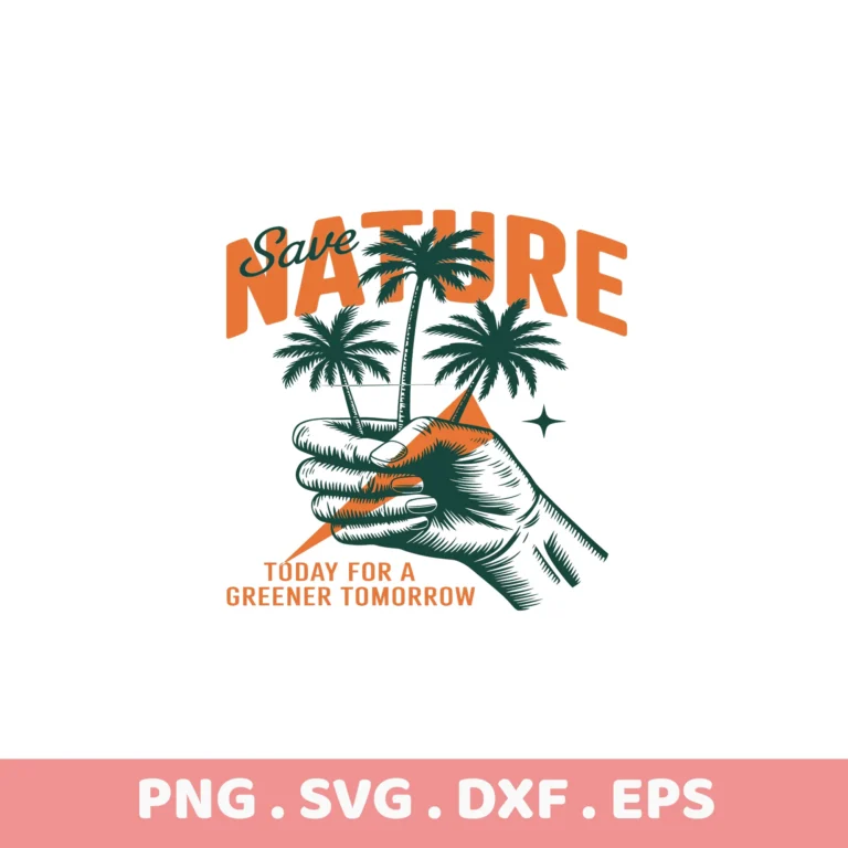 Save Nature Palm Tree SVG Cut File. Cricut, Silhouette, & Screen Printing Stencil.
