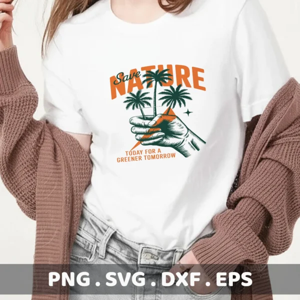 Save Nature Palm Tree SVG Cut File. Cricut, Silhouette, Stencil.