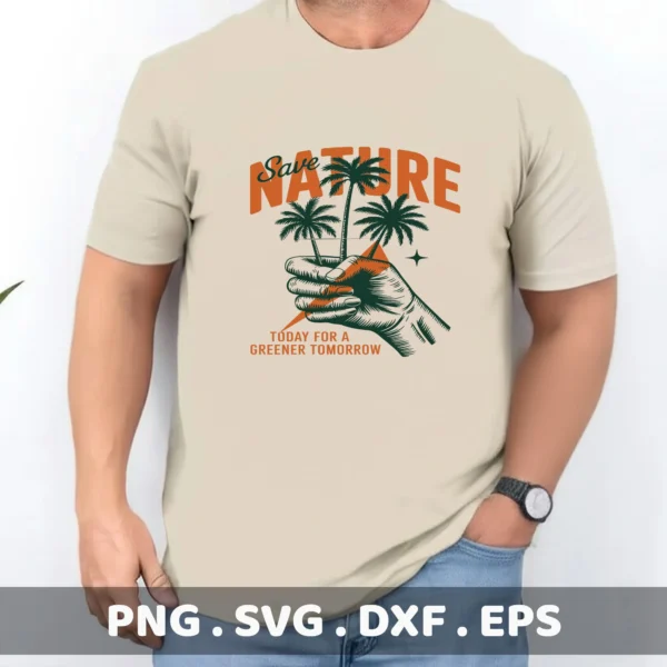 Save Nature Palm Tree SVG Cut File. Cricut, Silhouette, Stencil.