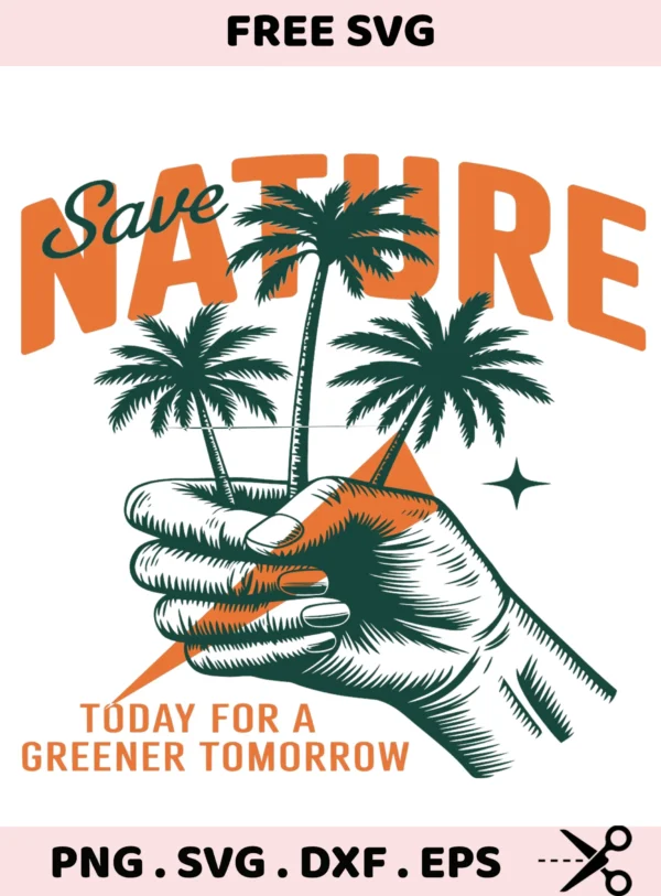 Save Nature Palm Tree SVG cut file for Cricut, Silhouette, and all electronic cutters. Perfect for screen printing stencils.