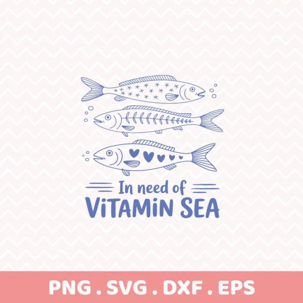 Vitamin Sea" fish design as a Pool Party Cricut File for summer shirts.