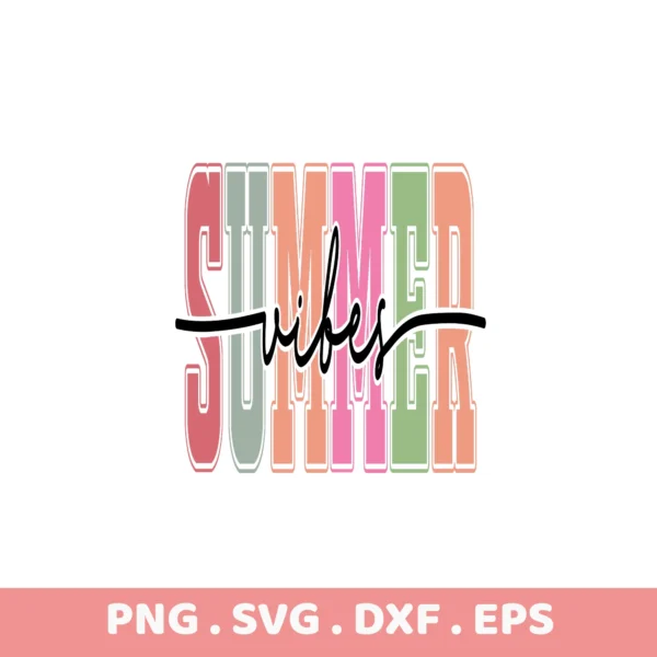 Summer Vibes SVG for Cricut & Silhouette. Serigraphy Stencil Design.