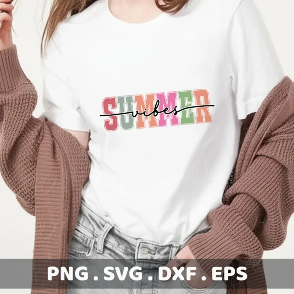 Summer Vibes SVG for Cricut & Silhouette. Serigraphy Stencil Design for Screen Printing.