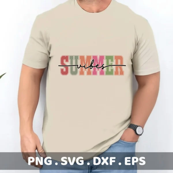 Summer Vibes SVG for Cricut & Silhouette. Serigraphy stencil design for screen printing.