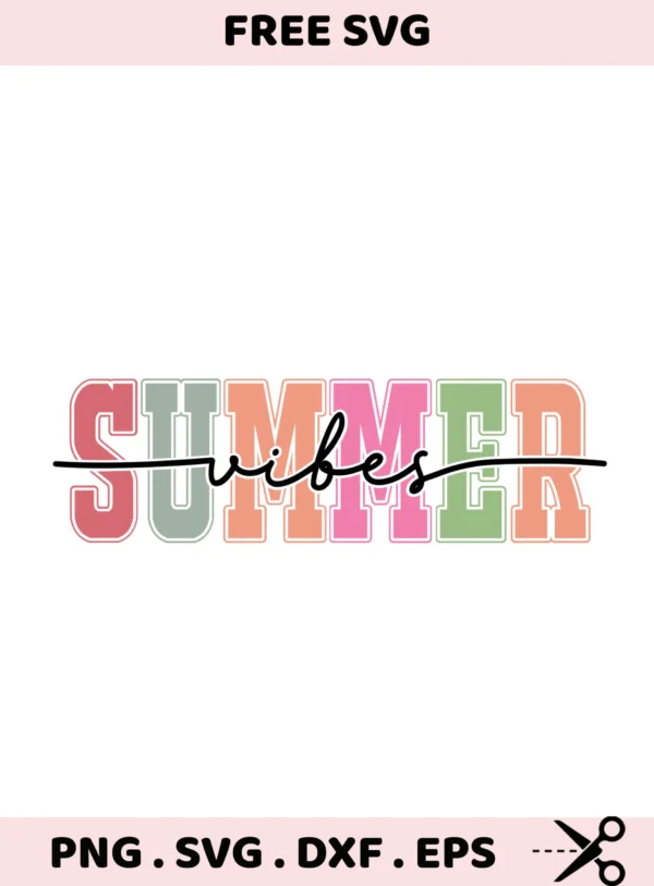 Summer Vibes SVG for Cricut & Silhouette. Serigraphy Stencil Design.