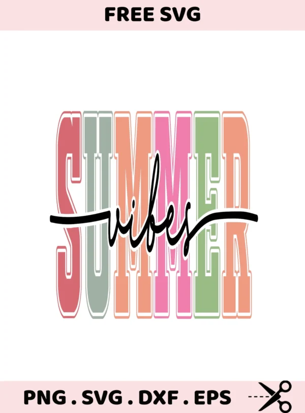 Summer Vibes SVG for Cricut & Silhouette. Serigraphy Stencil Design. Cutting file.