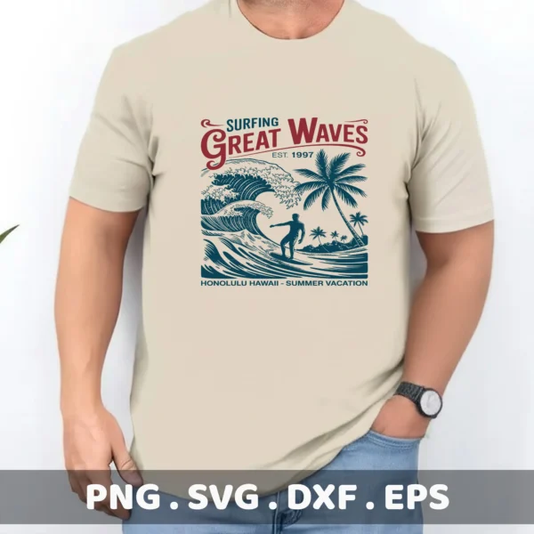 Surfing Great Waves SVG Bundle: Cricut, Silhouette, Laser Cutter & Screen Print Stencils