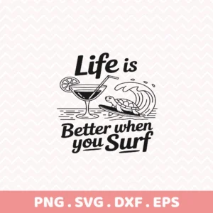 Surfing turtle Cricut file for a summer vacation vinyl decal on a beach themed tumbler.