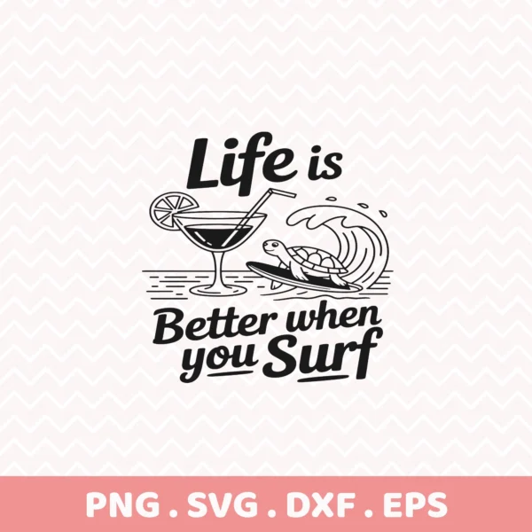 Surfing turtle Cricut file for a summer vacation vinyl decal on a beach themed tumbler.