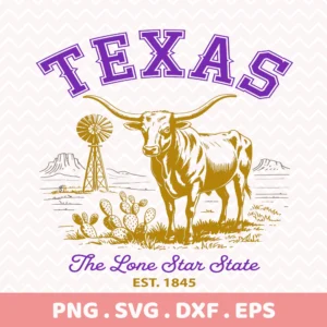 Texas Longhorn Cricut design for vinyl decal cutting; Southwestern t-shirt stencil.