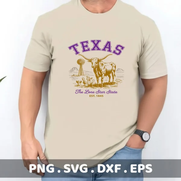 Texas Longhorn Cricut design for vinyl decal on a t-shirt.
