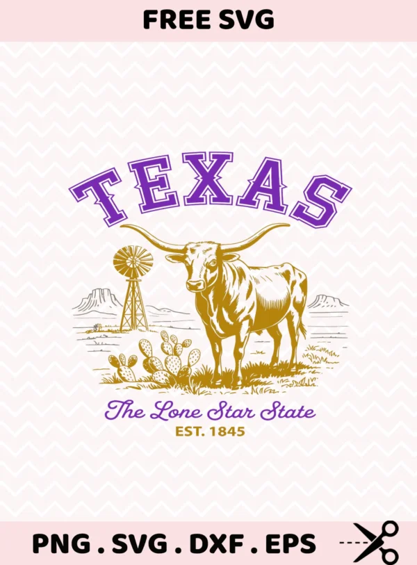 Texas Longhorn Cricut design for vinyl decal, Southwestern t-shirt stencil.