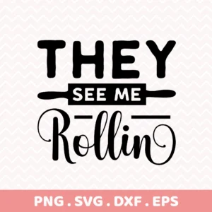 Funny "Rolling Pin Cricut Design" for baker apparel, cut file for vinyl crafts.