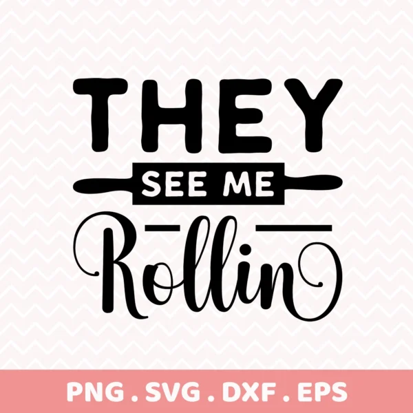 Funny "Rolling Pin Cricut Design" for baker apparel, cut file for vinyl crafts.