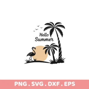 Summer Flamingo SVG Cut Files for Cricut, Silhouette, and Laser Cutters. Screen print stencil.