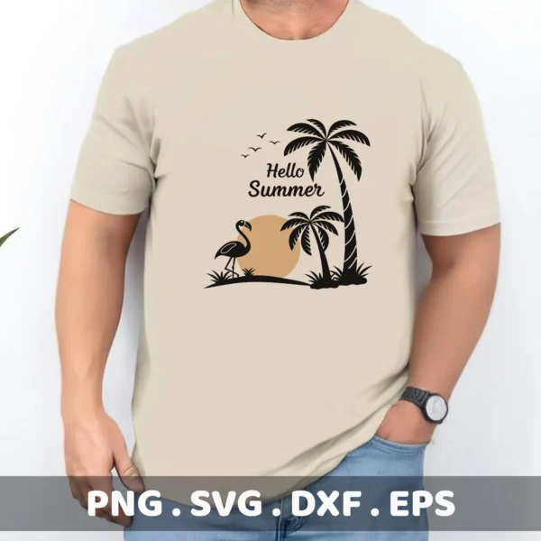 Summer Flamingo SVG Cut Files for Cricut, Silhouette, and Laser Cutters. Screen print stencil included.
