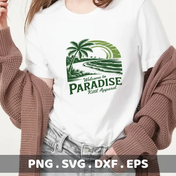 Beach Scene SVG Cut Files for Cricut, Silhouette, and Laser Cutters. Screen printing stencils included.