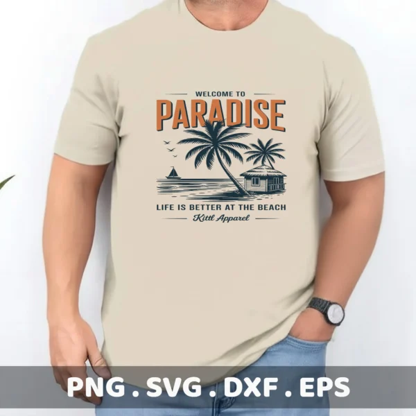 Beach Paradise SVG Cut Files: Cricut, Silhouette, Laser Templates.
