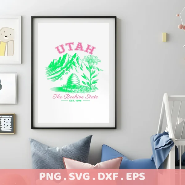 Utah Beehive State SVG design for Cricut vinyl decal, laser cut wood sign, or screen print stencil.