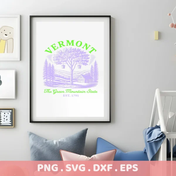Vermont Maple Cricut Design: State outline SVG for a rustic cabin wood sign stencil.