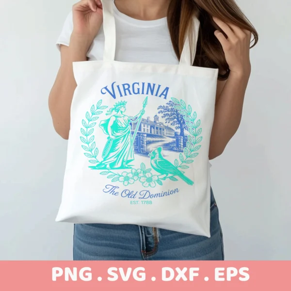 Virginia State Cricut file for a tote bag screen printing stencil.