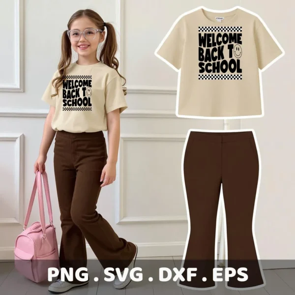 Welcome Back To School" SVG design for a Cricut t-shirt decal.