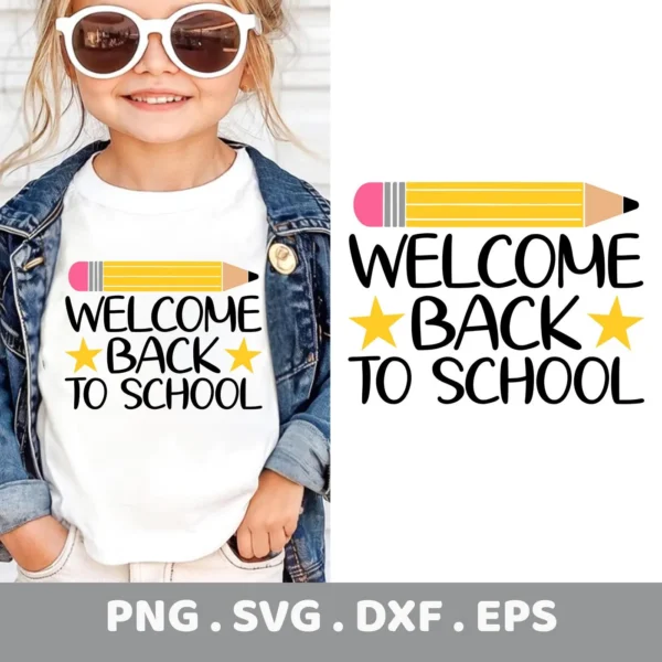 Welcome Back To School SVG design for a Cricut t-shirt decal.