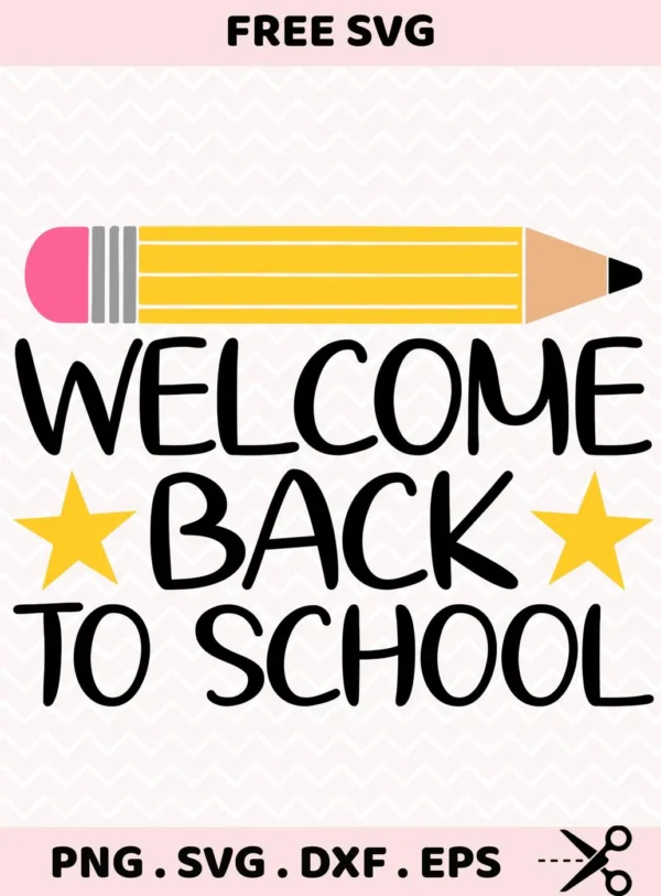 Welcome Back To School SVG for Cricut, shown as a vinyl cut file for a chalkboard sign.