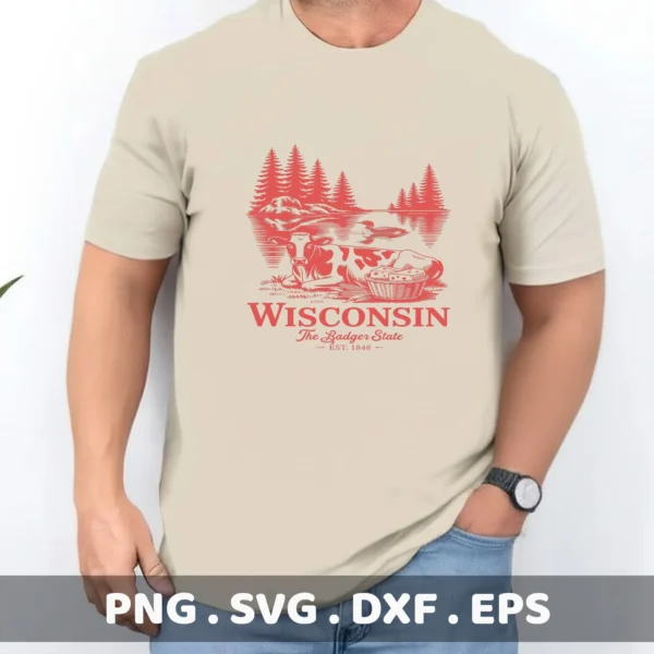 Wisconsin Cow Cricut file for a Badger State t-shirt screen print design.