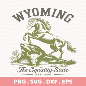Wyoming Horse Cricut file for vinyl car decal, rustic wood sign stencil, or vintage t-shirt screen print.