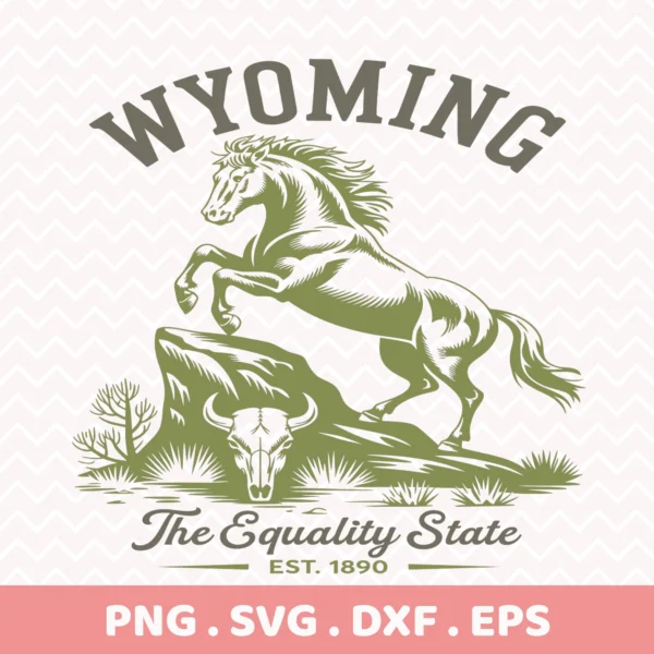 Wyoming Horse Cricut file for vinyl car decal, rustic wood sign stencil, or vintage t-shirt screen print.