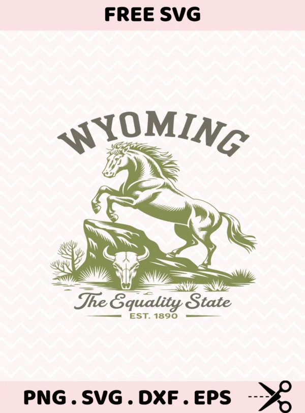 Wyoming Horse Cricut File: Rearing horse and bull skull SVG for vinyl car decal or rustic wood sign serigraphy stencil.