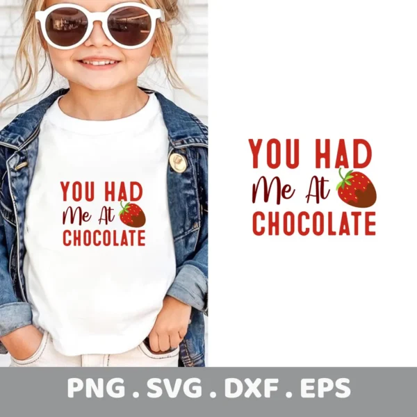 Chocolate strawberry Cricut design for a child's t-shirt vinyl decal.