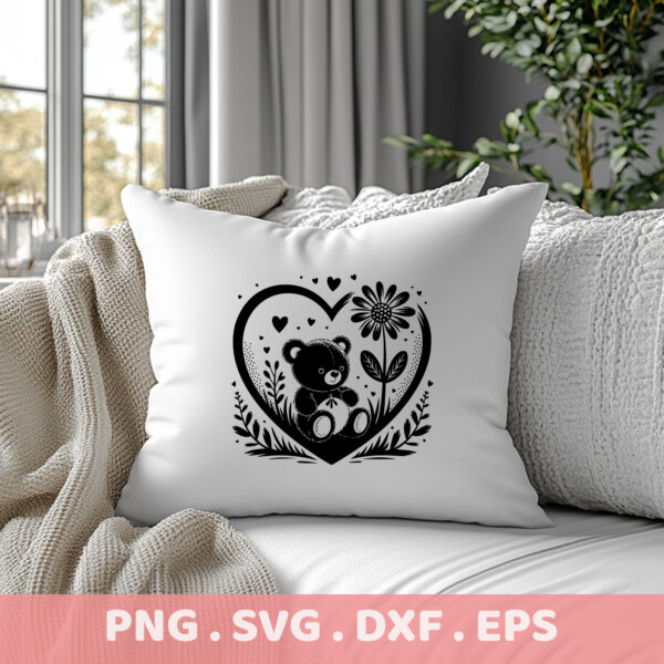 Teddy Bear Heart SVG, DXF, EPS Cut Files for Cricut, Silhouette, CNC.