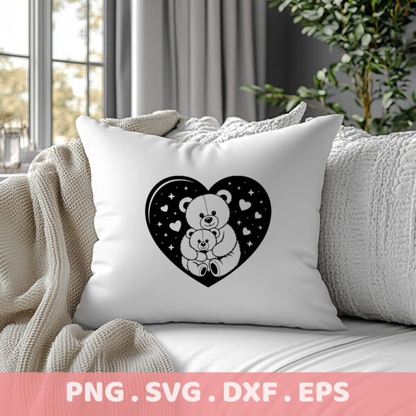 Mama Bear & Baby Bear Heart SVG Cut File. Cricut, Silhouette, CNC.